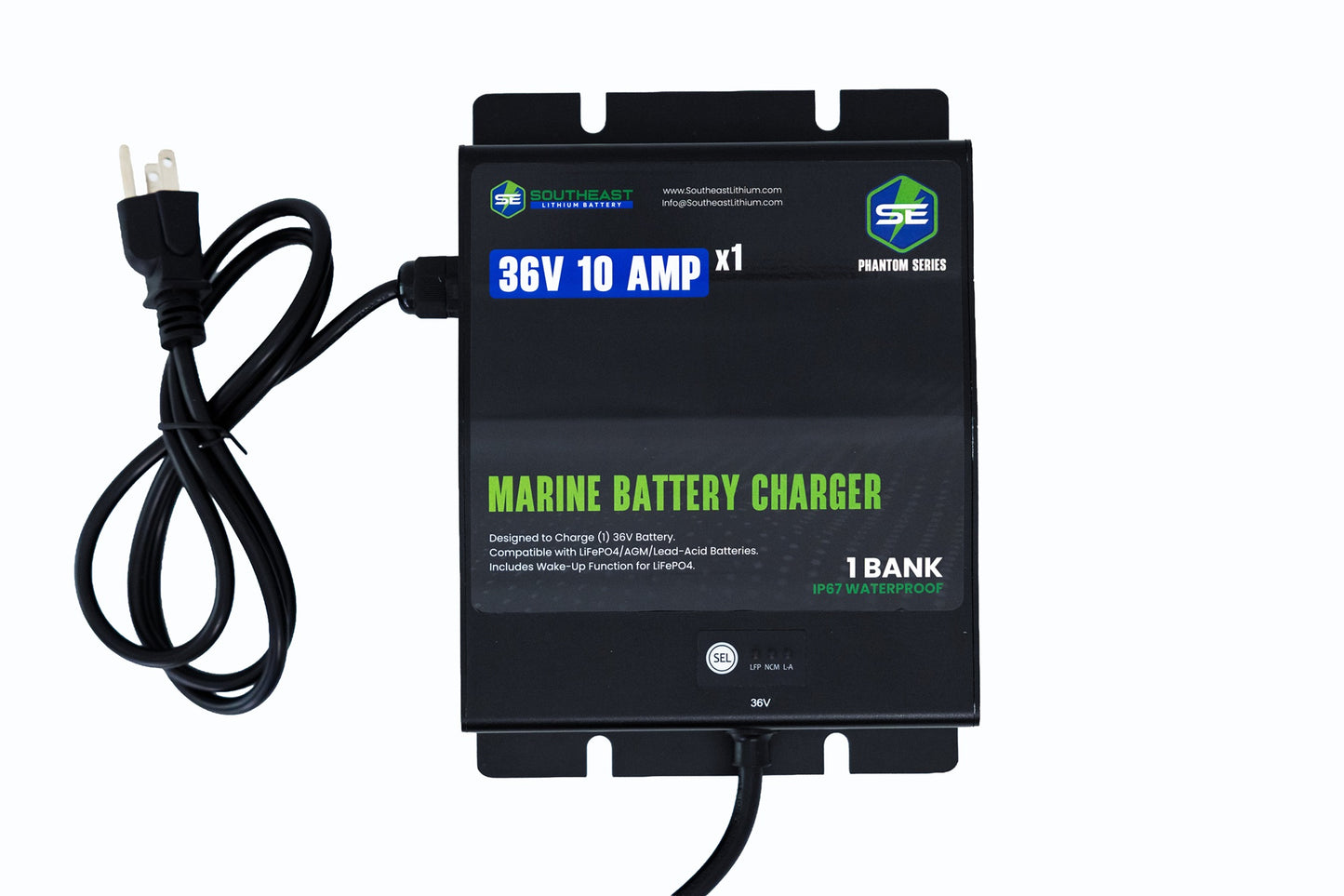 Phantom Series Battery Charger - 10 Amp - 1 Bank - 36 Volt