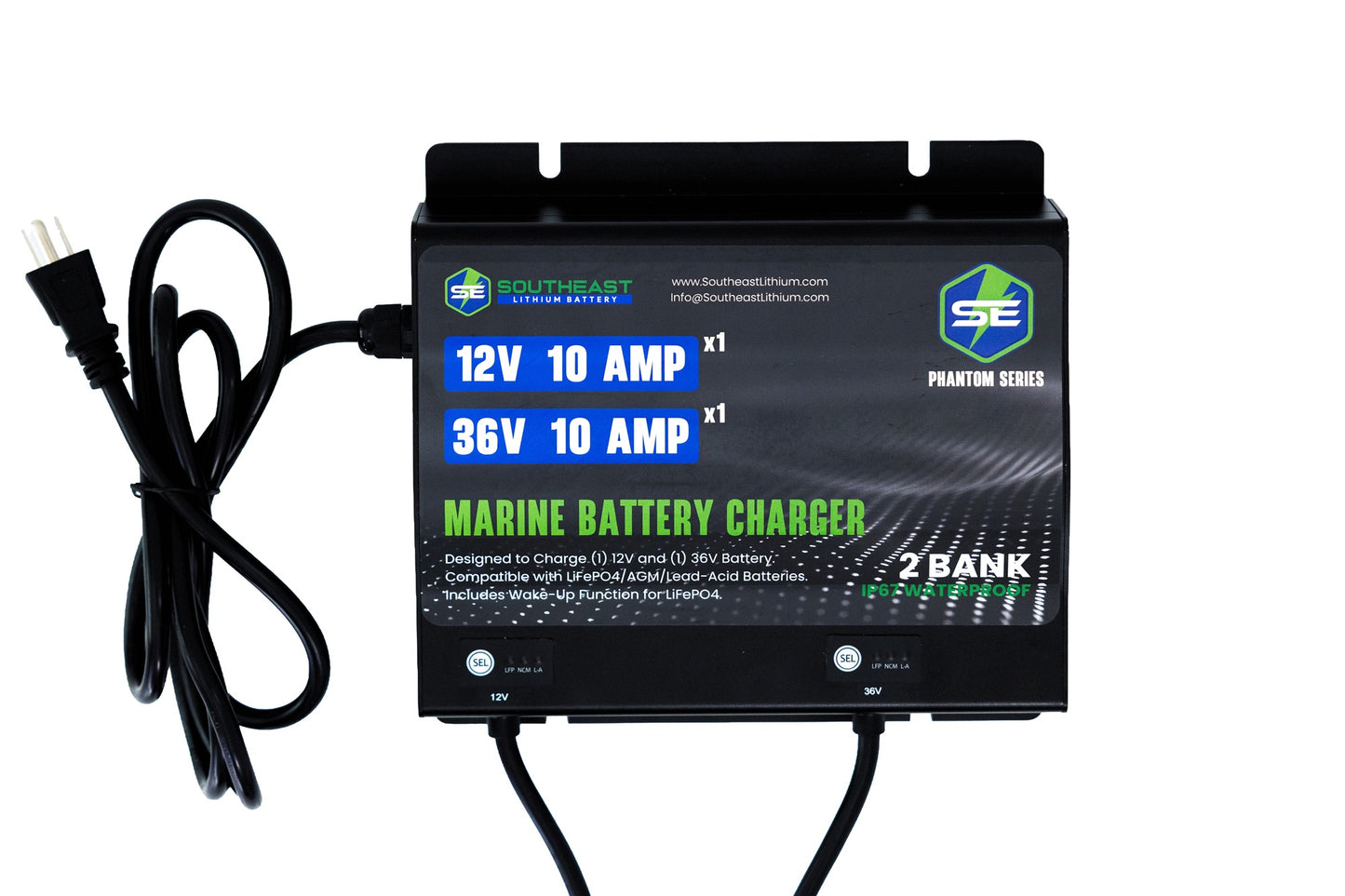 Phantom Series Battery Charger - 10 Amp - 2 Bank - 12 Volt / 36 Volt