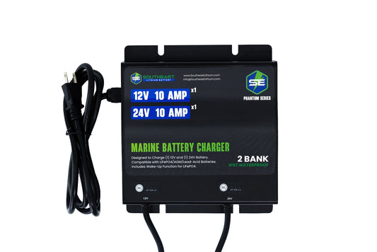 Phantom Series Battery Charger - 10 Amp - 2 Bank - 12 Volt / 24 Volt
