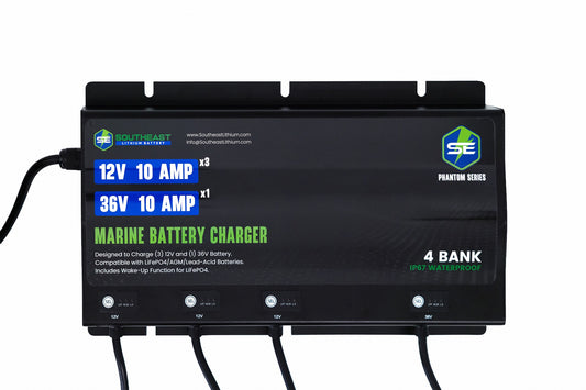 Phantom Series Battery Charger - 10 Amp - 4 Bank - 12 Volt / 12 Volt/ 12 Volt / 36 Volt